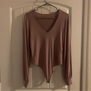Pink long sleeve Abercrombie bodysuit